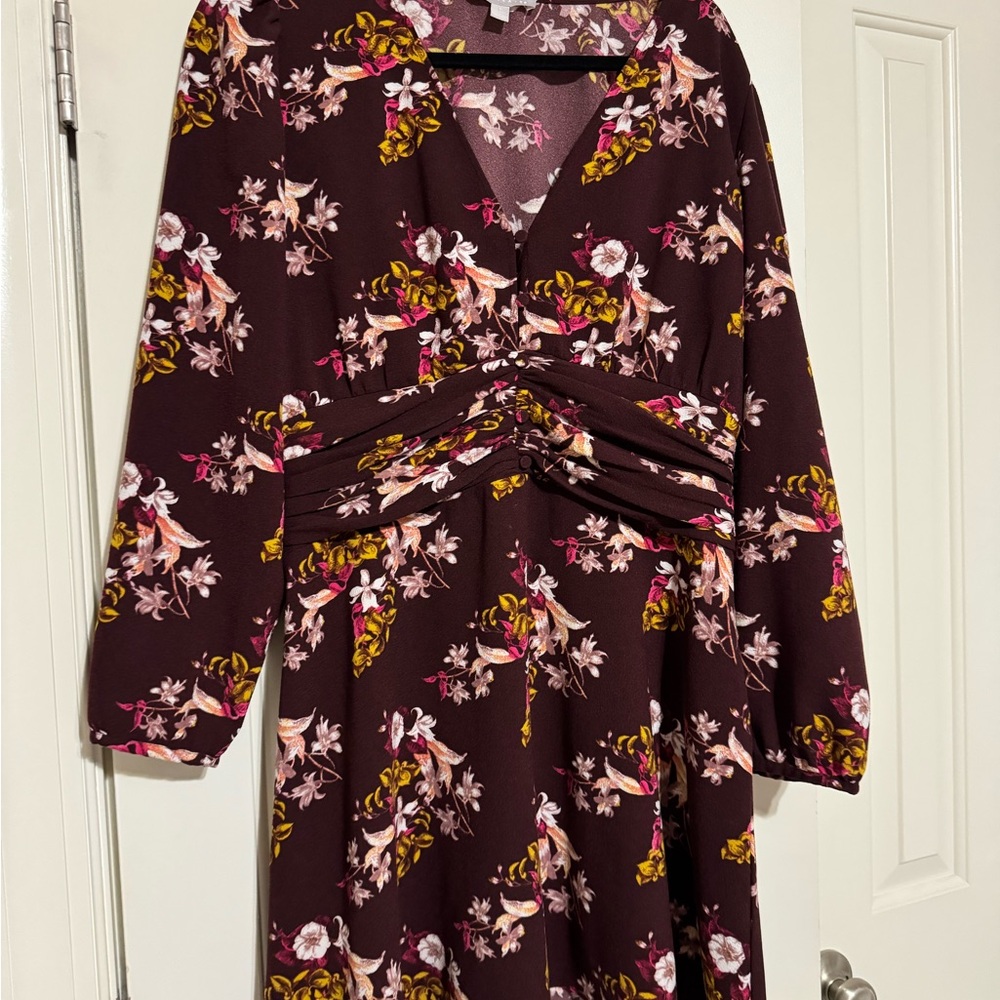 Chelsea28 Burgundy Floral Dress
